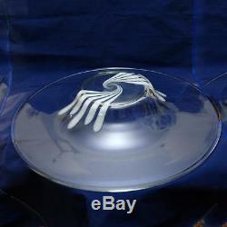 VINTAGE ALFREDO BARBINI Signed Murano Italian Art Glass Large Bowl White Swirl