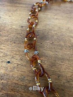 VINTAGE ARCHIMEDE SEGUSO FOR CHANEL Brown/Black MURANO GLASS CHAIN NECKLACE 30