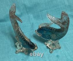 VINTAGE Alfredo Barbini MURANO ART GLASS Two Large FISH SCULPTURES 12