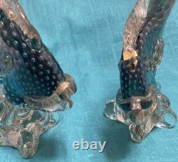 VINTAGE Alfredo Barbini MURANO ART GLASS Two Large FISH SCULPTURES 12
