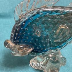 VINTAGE Alfredo Barbini MURANO ART GLASS Two Large FISH SCULPTURES 12