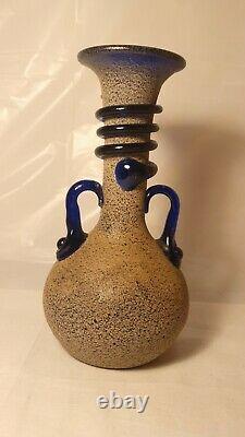 VINTAGE ITALIAN MURANO ART GLASS VASE SCAVO ROMAN STYLE 1950s