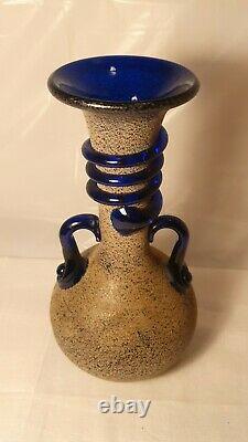 VINTAGE ITALIAN MURANO ART GLASS VASE SCAVO ROMAN STYLE 1950s