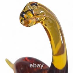 VINTAGE Large 12 Murano Style Clear Amber Glass Apatosaurus Dinosaur RARE