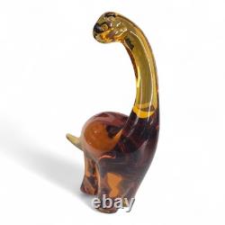 VINTAGE Large 12 Murano Style Clear Amber Glass Apatosaurus Dinosaur RARE