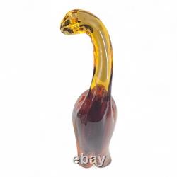 VINTAGE Large 12 Murano Style Clear Amber Glass Apatosaurus Dinosaur RARE