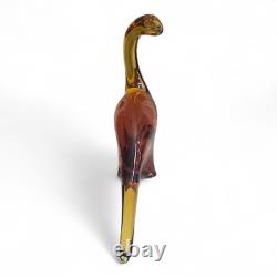 VINTAGE Large 12 Murano Style Clear Amber Glass Apatosaurus Dinosaur RARE