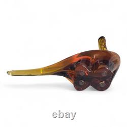 VINTAGE Large 12 Murano Style Clear Amber Glass Apatosaurus Dinosaur RARE