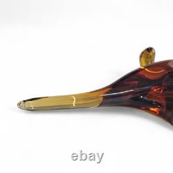 VINTAGE Large 12 Murano Style Clear Amber Glass Apatosaurus Dinosaur RARE