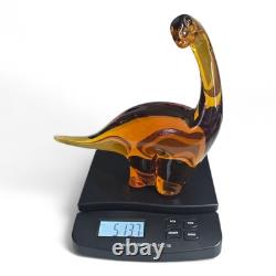 VINTAGE Large 12 Murano Style Clear Amber Glass Apatosaurus Dinosaur RARE