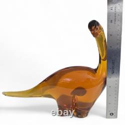 VINTAGE Large 12 Murano Style Clear Amber Glass Apatosaurus Dinosaur RARE
