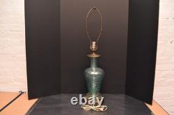 VINTAGE MCM BAROVIER & TOSO MURANO Green ART GLASS LAMP SWIRLD Silver FLECK