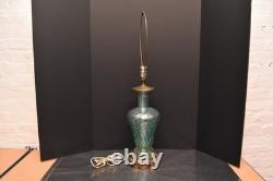 VINTAGE MCM BAROVIER & TOSO MURANO Green ART GLASS LAMP SWIRLD Silver FLECK