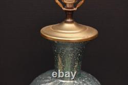 VINTAGE MCM BAROVIER & TOSO MURANO Green ART GLASS LAMP SWIRLD Silver FLECK