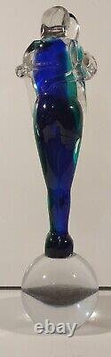 VINTAGE MURANO 80's GLASS FIGURINE LOVERS beautiful cobalt blue green htf art