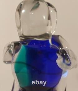 VINTAGE MURANO 80's GLASS FIGURINE LOVERS beautiful cobalt blue green htf art