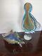 VINTAGE MURANO ART GLASS 13x5TALL BLOWN GLASS FISH Shell Is 11x7w Multicolor