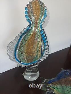 VINTAGE MURANO ART GLASS 13x5TALL BLOWN GLASS FISH Shell Is 11x7w Multicolor