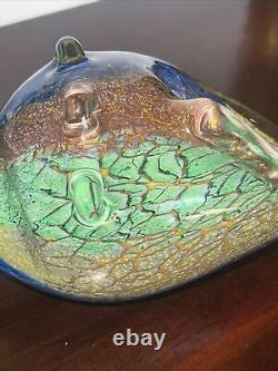 VINTAGE MURANO ART GLASS 13x5TALL BLOWN GLASS FISH Shell Is 11x7w Multicolor