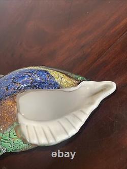 VINTAGE MURANO ART GLASS 13x5TALL BLOWN GLASS FISH Shell Is 11x7w Multicolor