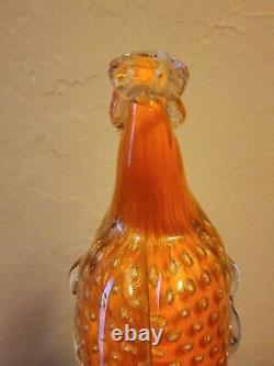 VINTAGE MURANO GLASS ALFREDO BARBINI WING VASE BOWL & BIRD OF PARADISE Orange