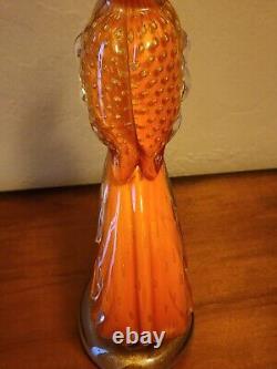 VINTAGE MURANO GLASS ALFREDO BARBINI WING VASE BOWL & BIRD OF PARADISE Orange