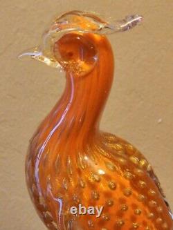 VINTAGE MURANO GLASS ALFREDO BARBINI WING VASE BOWL & BIRD OF PARADISE Orange