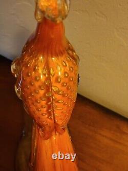 VINTAGE MURANO GLASS ALFREDO BARBINI WING VASE BOWL & BIRD OF PARADISE Orange