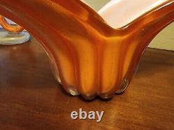 VINTAGE MURANO GLASS ALFREDO BARBINI WING VASE BOWL & BIRD OF PARADISE Orange