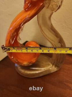 VINTAGE MURANO GLASS ALFREDO BARBINI WING VASE BOWL & BIRD OF PARADISE Orange