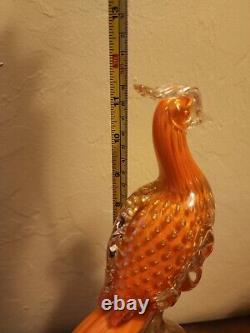 VINTAGE MURANO GLASS ALFREDO BARBINI WING VASE BOWL & BIRD OF PARADISE Orange