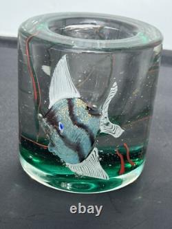 VINTAGE MURANO GLASS BLOCK AQUARIUM Mini Vase CENEDESE BARBINI 3.5 X 3.25