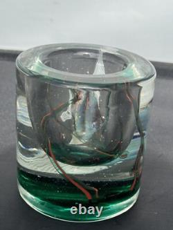 VINTAGE MURANO GLASS BLOCK AQUARIUM Mini Vase CENEDESE BARBINI 3.5 X 3.25