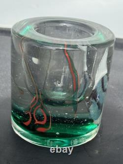 VINTAGE MURANO GLASS BLOCK AQUARIUM Mini Vase CENEDESE BARBINI 3.5 X 3.25