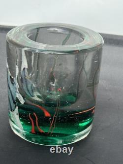 VINTAGE MURANO GLASS BLOCK AQUARIUM Mini Vase CENEDESE BARBINI 3.5 X 3.25