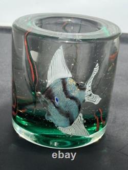 VINTAGE MURANO GLASS BLOCK AQUARIUM Mini Vase CENEDESE BARBINI 3.5 X 3.25