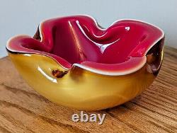VINTAGE MURANO GLASS BOWL GEODE Alfredo BARBINI MCM 3x Color SOMMERSO