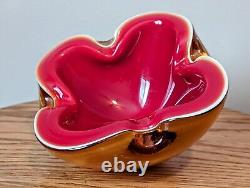 VINTAGE MURANO GLASS BOWL GEODE Alfredo BARBINI MCM 3x Color SOMMERSO