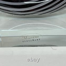 VINTAGE MURANO GLASS Hand Blown Swirl On Lucite, Abstract Spiral Art, Black, Gray
