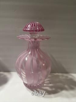 VINTAGE MURANO GLASS PINk SWIRL DECANTER ITALIAN 16 Oz