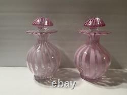 VINTAGE MURANO GLASS PINk SWIRL DECANTER ITALIAN 16 Oz