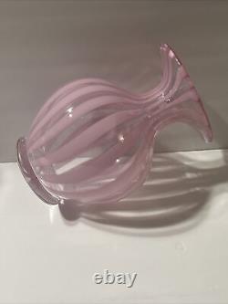 VINTAGE MURANO GLASS PINk SWIRL DECANTER ITALIAN 16 Oz