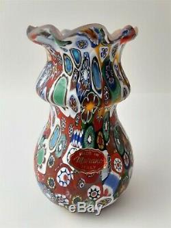 VINTAGE MURANO MILLEFIORI ART GLASS VASE 5.3 x 3.3 PERFECT