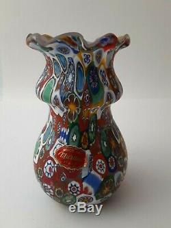 VINTAGE MURANO MILLEFIORI ART GLASS VASE 5.3 x 3.3 PERFECT