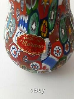 VINTAGE MURANO MILLEFIORI ART GLASS VASE 5.3 x 3.3 PERFECT