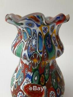 VINTAGE MURANO MILLEFIORI ART GLASS VASE 5.3 x 3.3 PERFECT