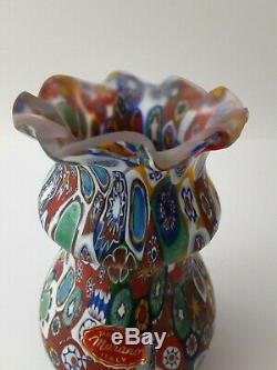 VINTAGE MURANO MILLEFIORI ART GLASS VASE 5.3 x 3.3 PERFECT