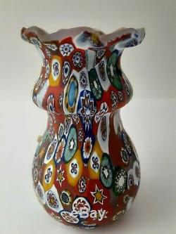 VINTAGE MURANO MILLEFIORI ART GLASS VASE 5.3 x 3.3 PERFECT