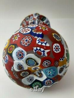 VINTAGE MURANO MILLEFIORI ART GLASS VASE 5.3 x 3.3 PERFECT