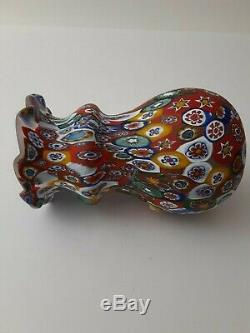 VINTAGE MURANO MILLEFIORI ART GLASS VASE 5.3 x 3.3 PERFECT